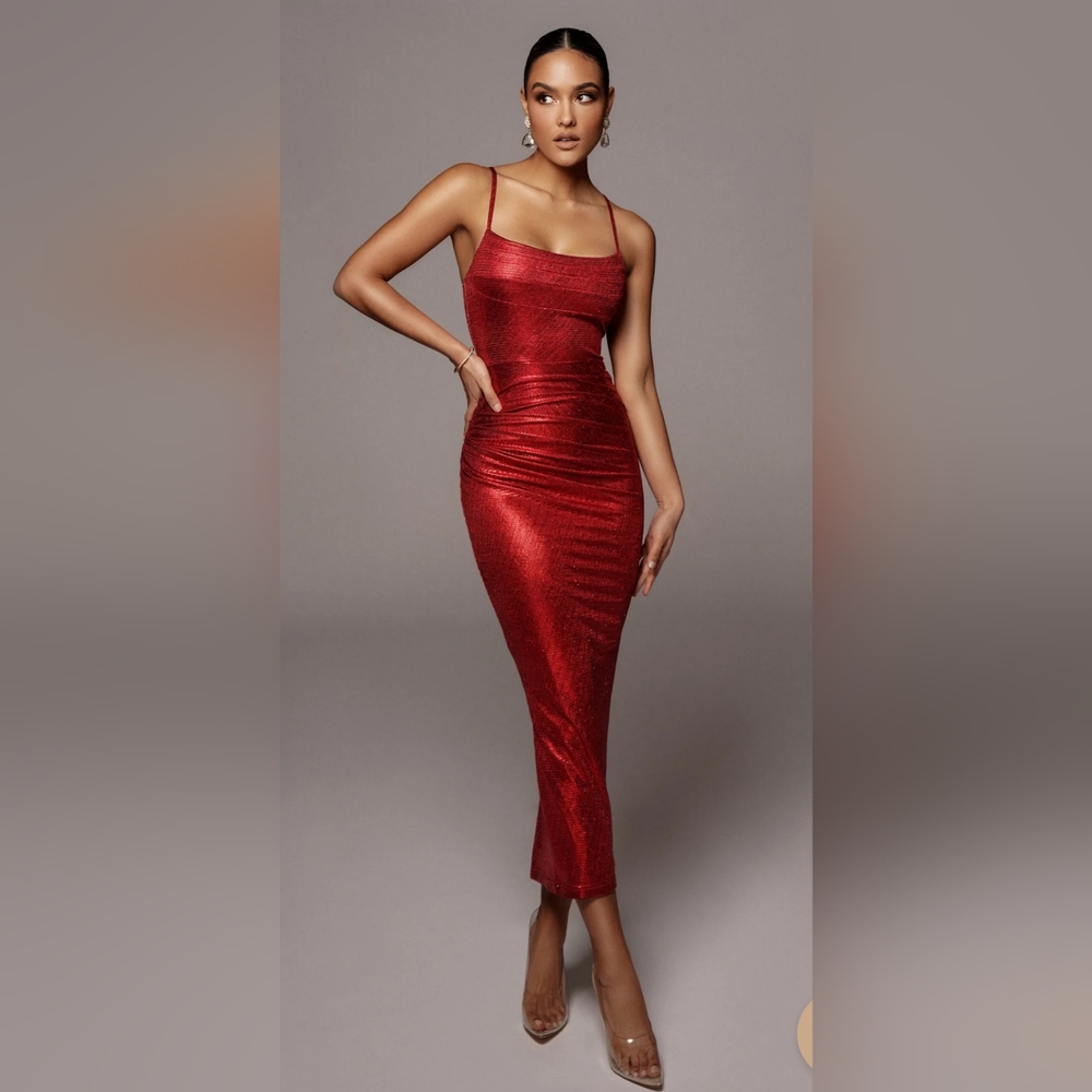 Jluxlabel red rubi cowl neck dress L